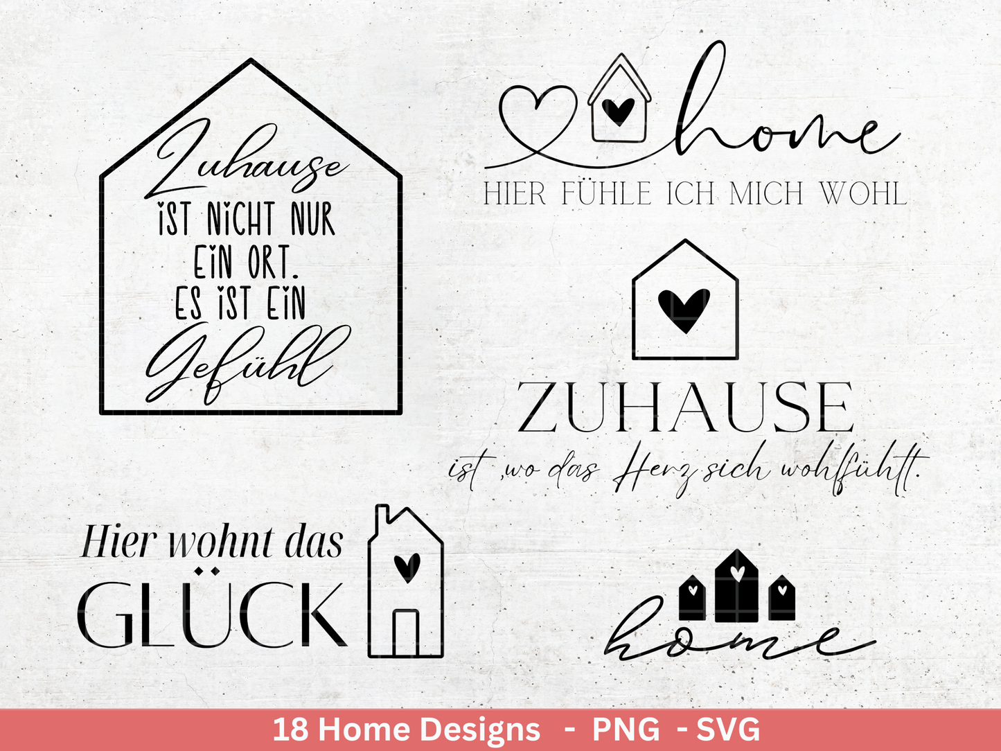 Plotterdatei Home svg - Zuhause Schriftzug Sprüche svg - Clipart Plotterdatei Deutsch - Cricut Silhouette Studio Plotterdatei - digital