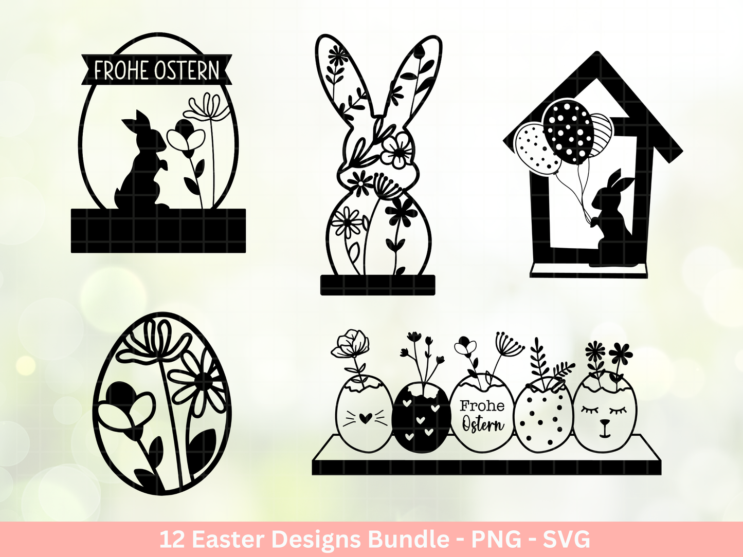 Ostern Plotterdatei - Schriftzüge Ostern - Hase Svg - Ostern Svg - Osterhase Svg - Laserdatei Ostern - Frühling Plotterdatei - Osterei Svg