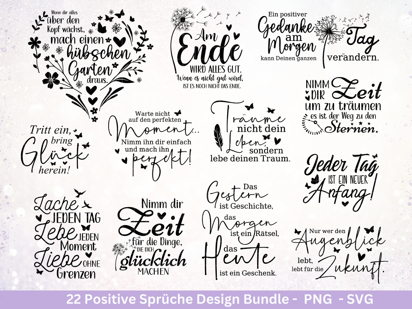 Deutsche Sprüche Plotterdatei - Positive Sprüche Svg - Lieblingsmensch Svg - Inspirierende Zitate - Positive Sprüche Svg - Pusteblumen Svg