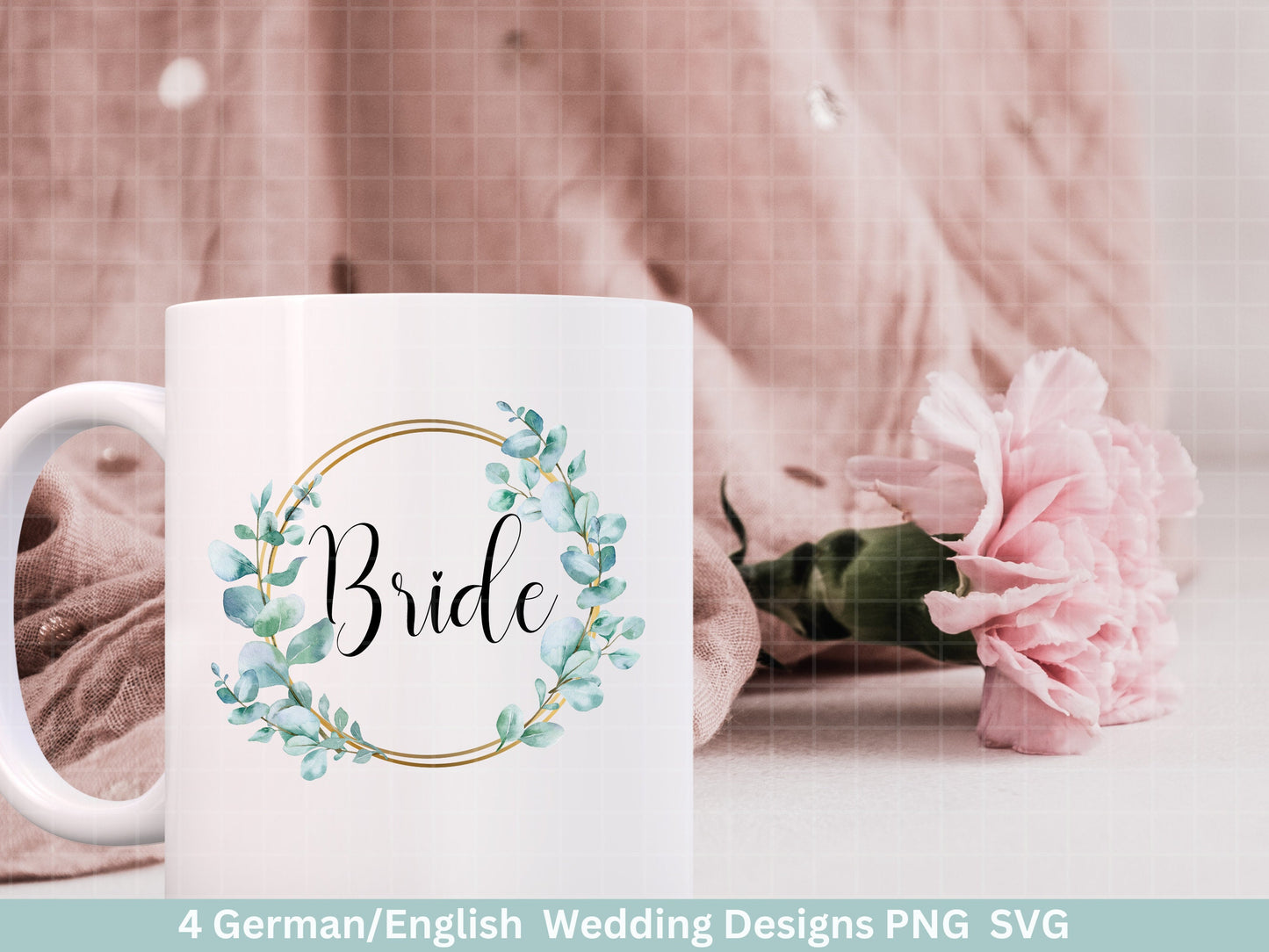 Braut Eucalyptus Kranz svg - Bride Sublimation - Brautfeier - Brautjungfer - JGA - Verlobungsfeier- Floral Braut Shirt Designs - Brautshirt