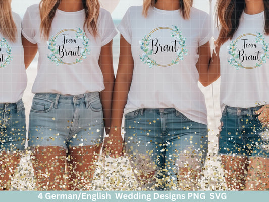 Braut Eucalyptus Kranz svg - Bride Sublimation - Brautfeier - Brautjungfer - JGA - Verlobungsfeier- Floral Braut Shirt Designs - Brautshirt