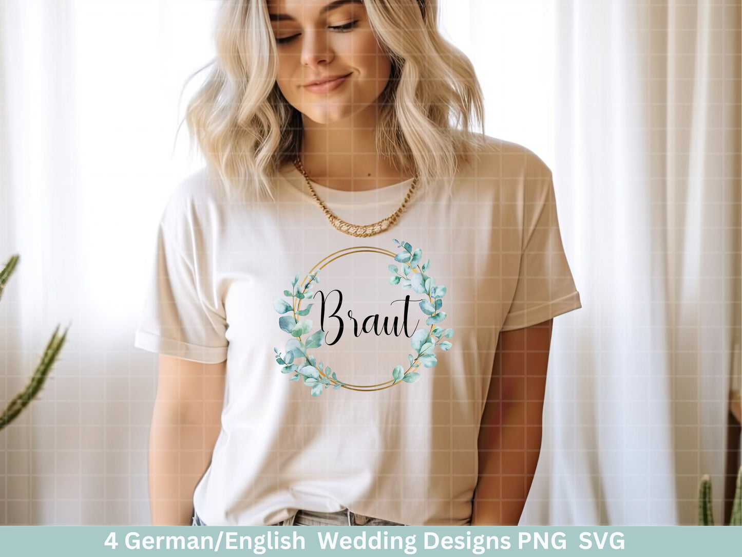 Braut Eucalyptus Kranz svg - Bride Sublimation - Brautfeier - Brautjungfer - JGA - Verlobungsfeier- Floral Braut Shirt Designs - Brautshirt
