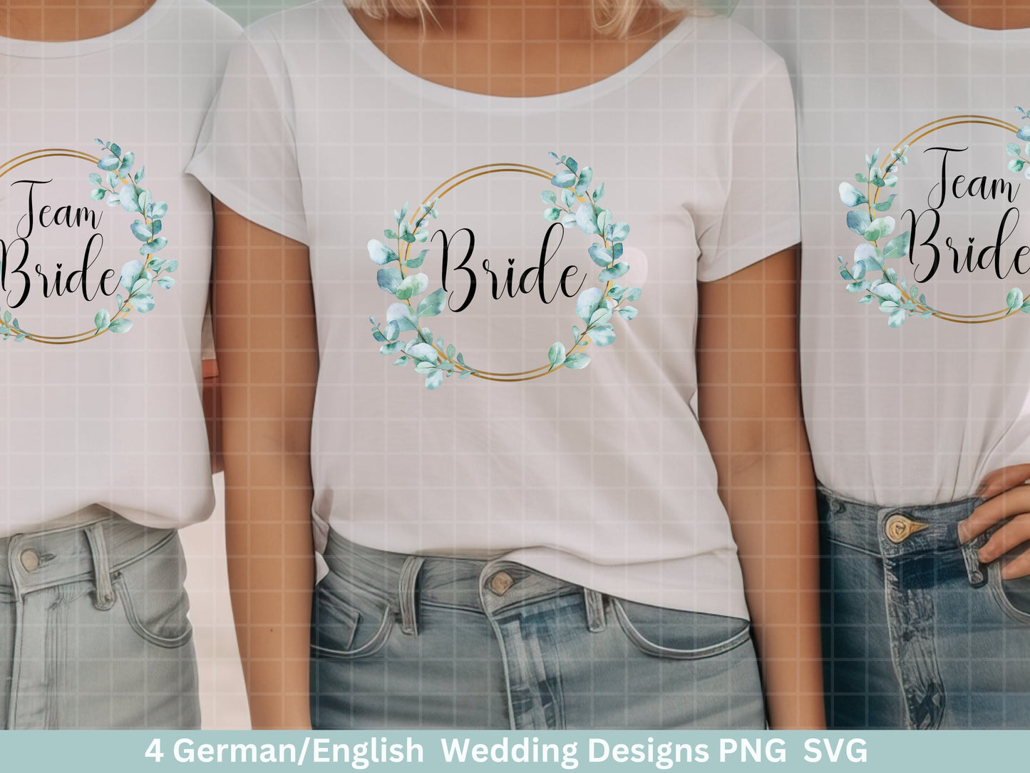 Braut Eucalyptus Kranz svg - Bride Sublimation - Brautfeier - Brautjungfer - JGA - Verlobungsfeier- Floral Braut Shirt Designs - Brautshirt
