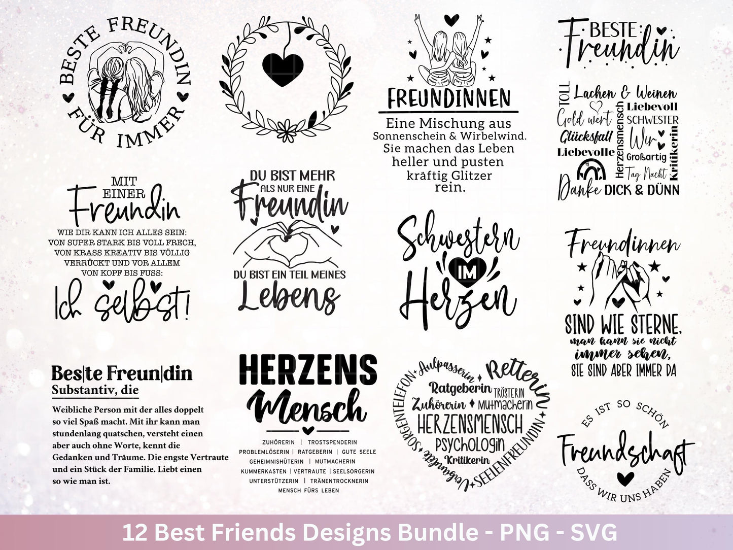 Deutsche Plotterdatei Beste Freundin- Geschenk Freundin - Laserdatei - Schwester Svg - Freundschaftssprüche - Freundschaft Svg - Cricut Svg