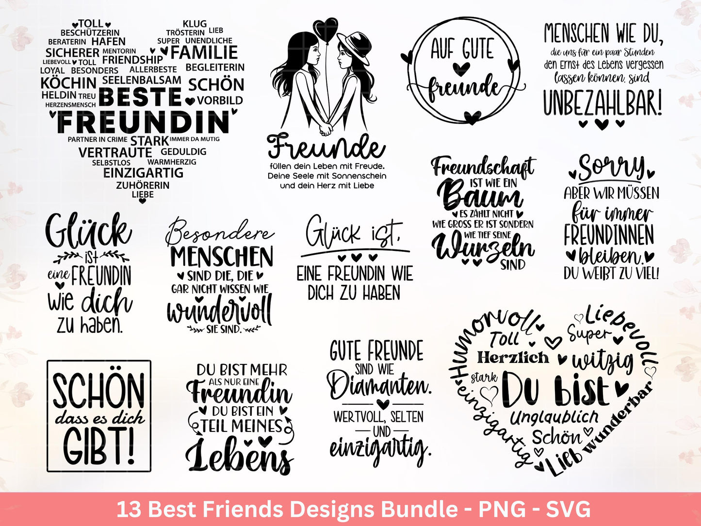 Deutsche Plotterdatei Beste Freundin - Geschenk Freundin - Laserdatei - Schwester Svg - Freundschaftssprüche - Freundschaft Svg - Cricut Svg