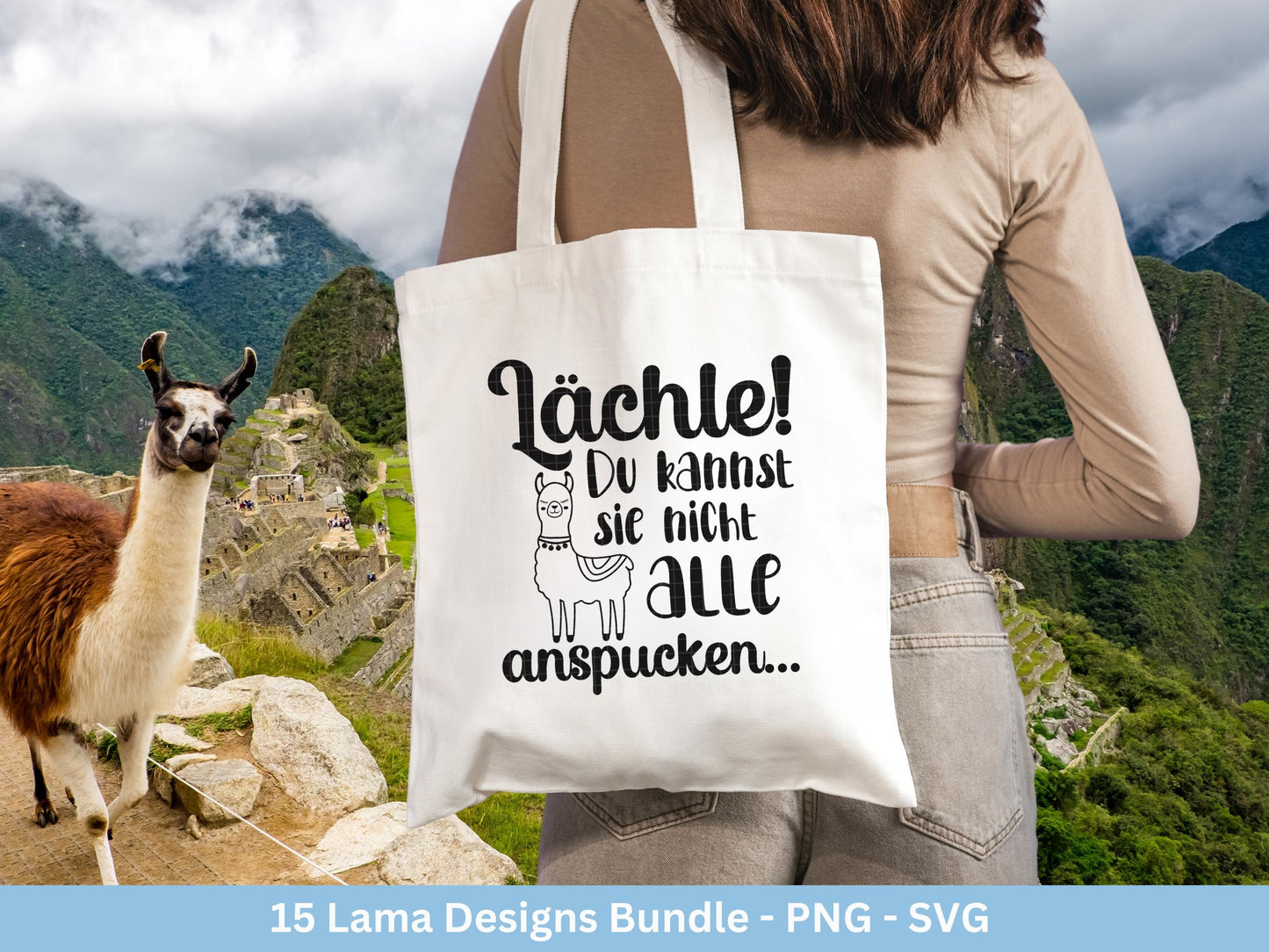 Plotterdatei Lama - No Drama Lama SVG - Lama SVG - Lächle Du kannst die nicht alle anspucken - Laserdatei Lama - Lustiges Lama SVG - Cricut
