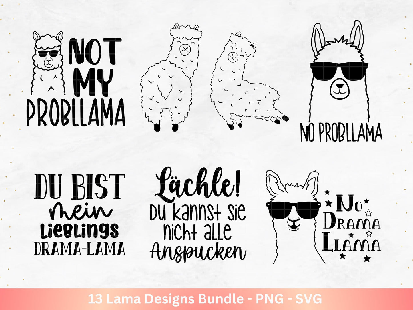 Plotterdatei Lama - No Drama Lama SVG - Lama SVG - Lächle Du kannst die nicht alle anspucken - Laserdatei Lama - Lustiges Lama SVG - Cricut