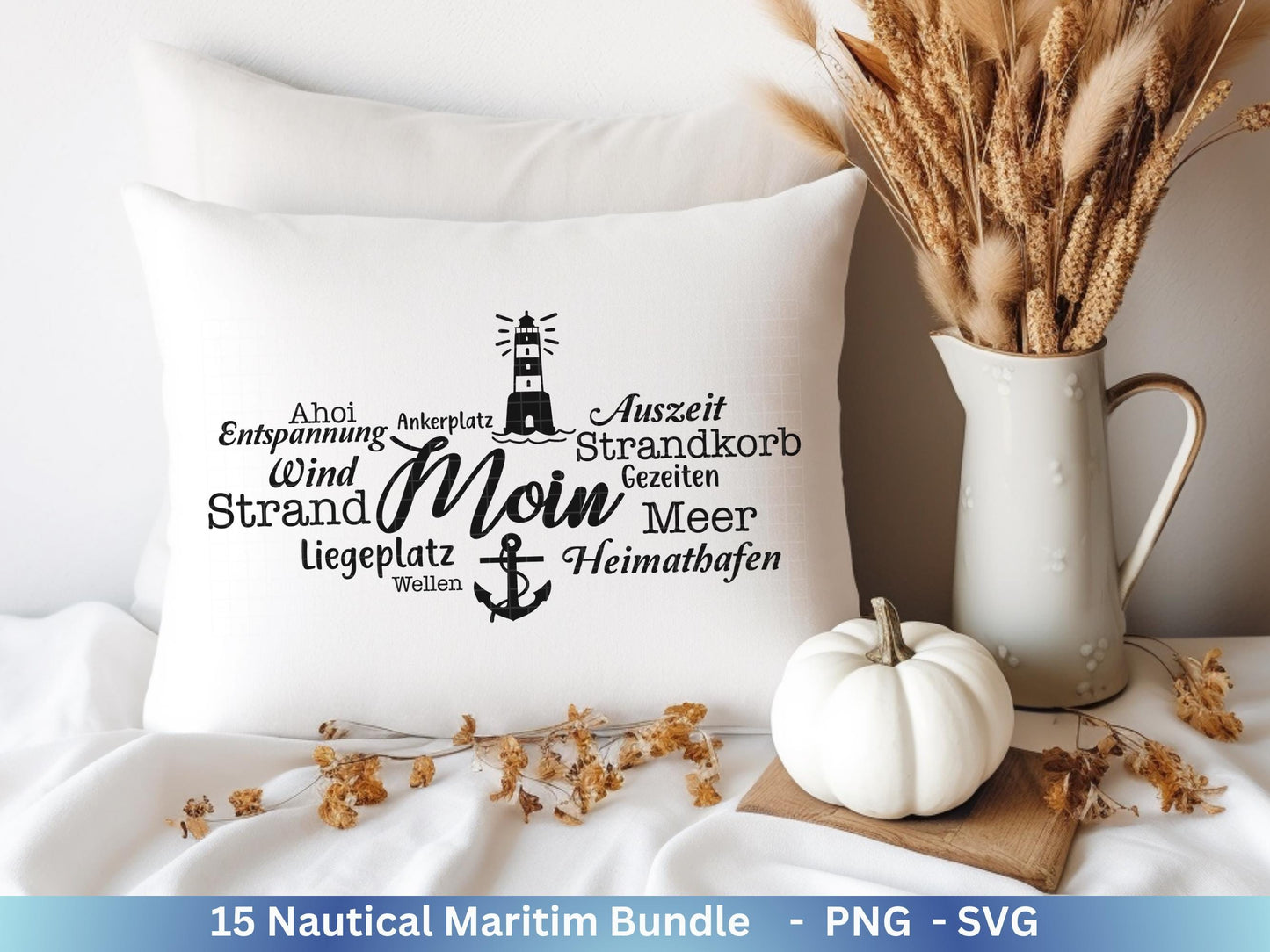Plotterdatei Maritim - Moin Svg - Maritim Svg - Maritim Clipart - Leuchtturm Svg - Möwen Svg - Wilkommen im Norden svg - Laserdatei Home