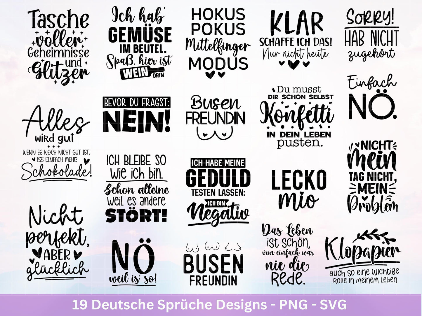 Deutsche Sprüche Plotterdatei - Sprüche für Beutel - Jutetasche plotten svg - Cricut Svg - Busenfreundin Svg - Geschenk - Tassensprüche Svg