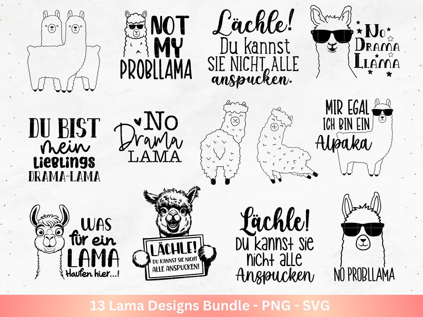 Plotterdatei Lama - No Drama Lama SVG - Lama SVG - Lächle Du kannst die nicht alle anspucken - Laserdatei Lama - Lustiges Lama SVG - Cricut