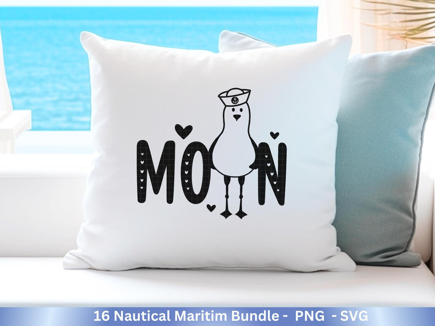 Plotterdatei Maritim - Moin Svg - Maritim Svg - Maritim Clipart - Leuchtturm Svg - Möwen Svg - Nordsee Svg - Ostsee Svg - Laserdatei Möwe
