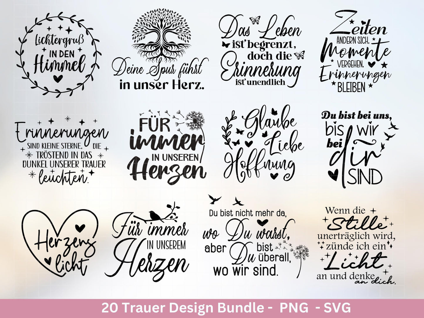 Plotterdatei Trauer - Abschied Svg - Kerzen Sprüche Trauer - Grablichter Sprüche deutsch - Du fehlst svg - Trostlicht svg - Abschied nehmen