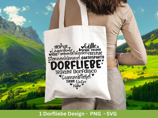 Deutsche Plotterdatei Dorf - Dorfliebe Svg - Herz Svg - Bauernhof svg - Cricut Silhouette - Dorfliebe Zitate - Dorfleben svg - Dorfkind Svg