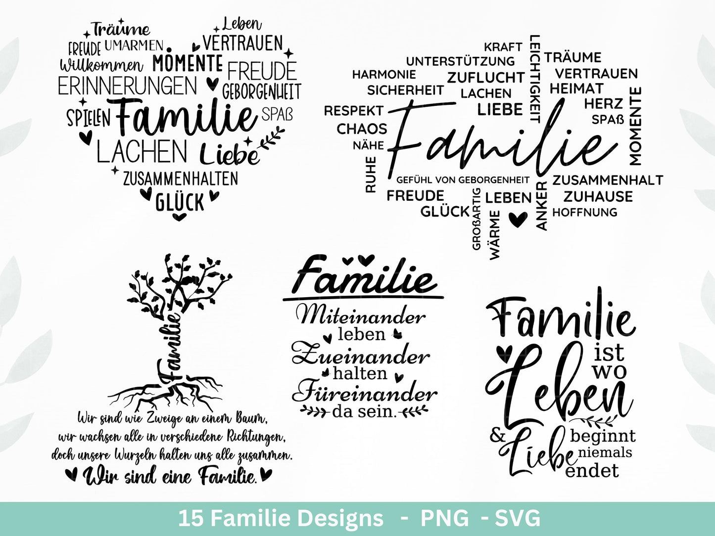 Plotterdatei Familie- Plotterdatei Herz svg - Familie svg - Deutsche Sprüche - Plotterdatei Home - Laserdatei Willkommen - Geschenk Familie
