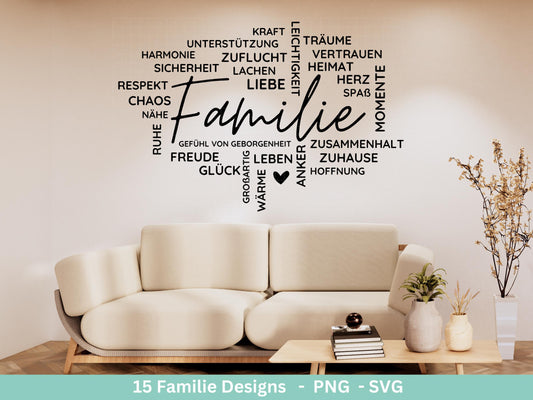 Plotterdatei Familie- Plotterdatei Herz svg - Familie svg - Deutsche Sprüche - Plotterdatei Home - Laserdatei Willkommen - Geschenk Familie