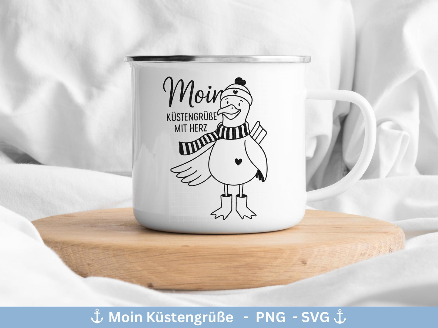 Deutsche Moin Plotterdatei - Maritim svg - Nautical Clipart - Möwe svg - Küstenliebe Svg - Cricut SVG - Laserdatei Möwe - Moin SVG - Anker