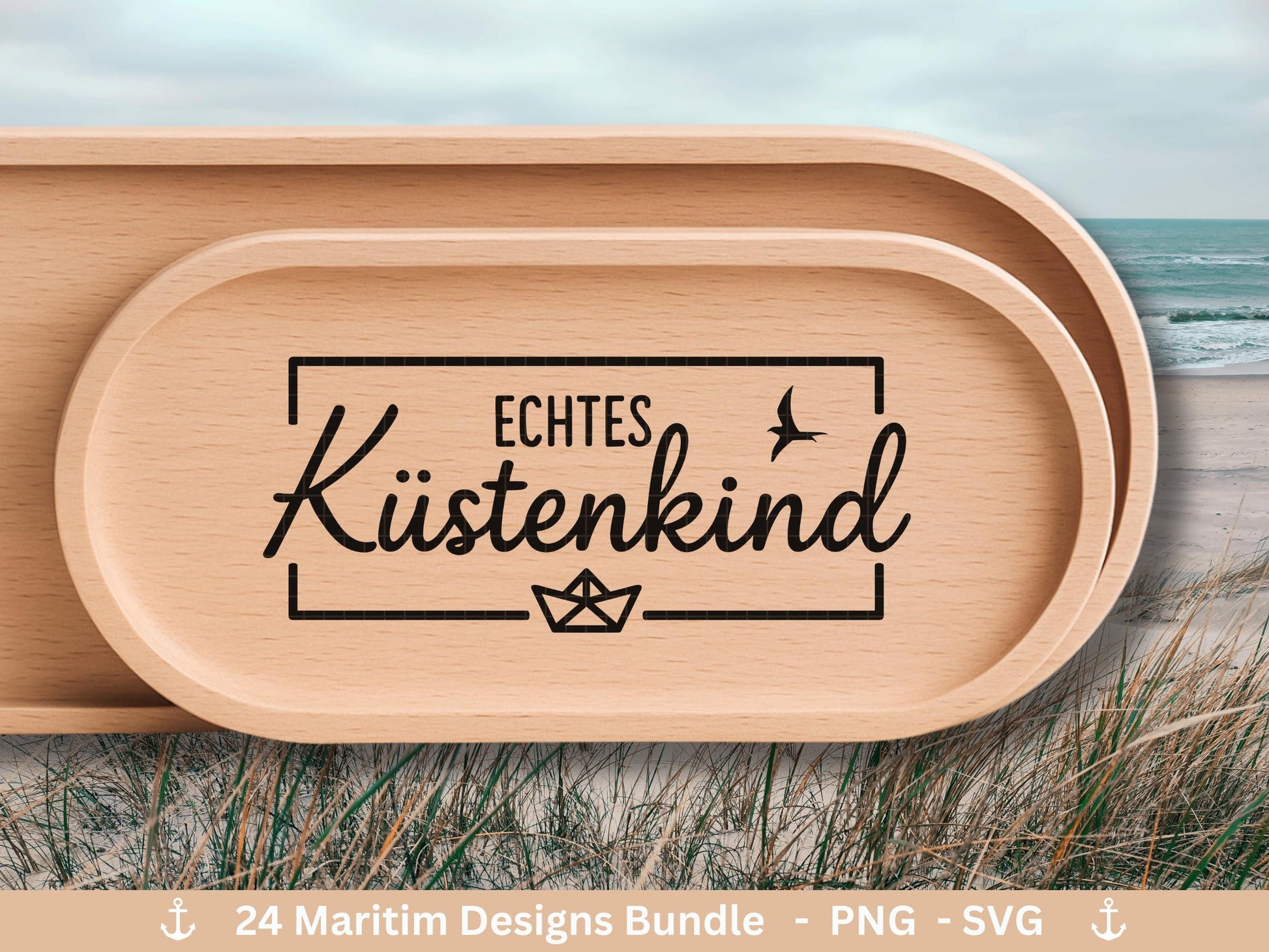 Plotterdatei Maritim Bundle – Meer & Küste – Moin, Anker, Möwen, Sprüche – Deutsche Plotterdatei Küstenkind - Geschenk Maritim - Laserdatei
