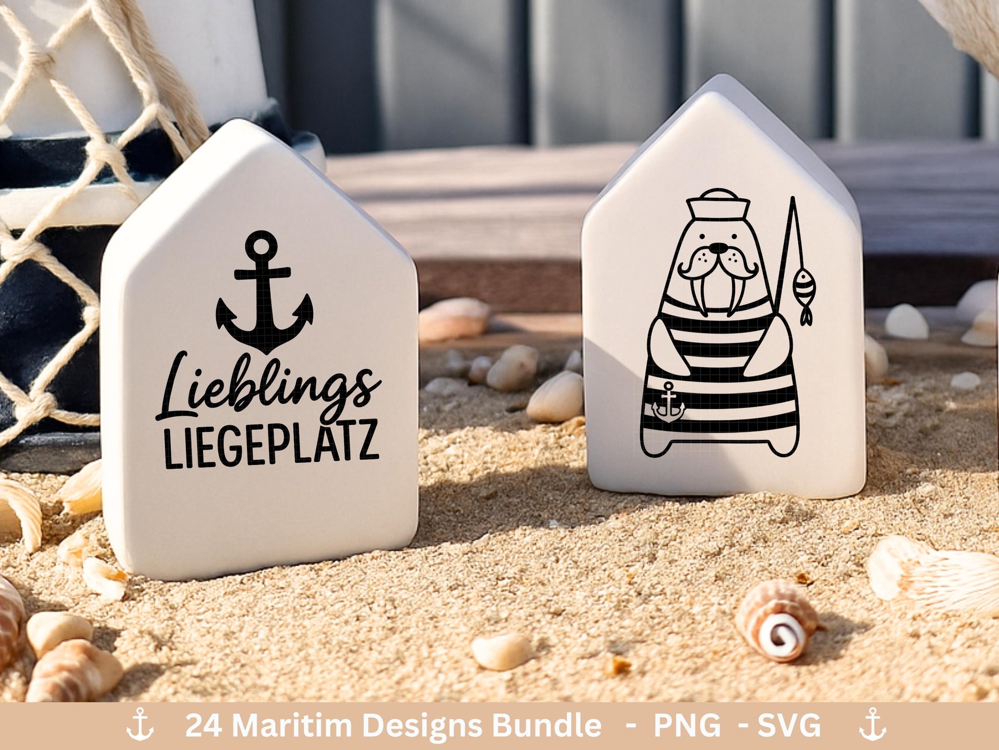 Plotterdatei Maritim Bundle – Meer & Küste – Moin, Anker, Möwen, Sprüche – Deutsche Plotterdatei Küstenkind - Geschenk Maritim - Laserdatei