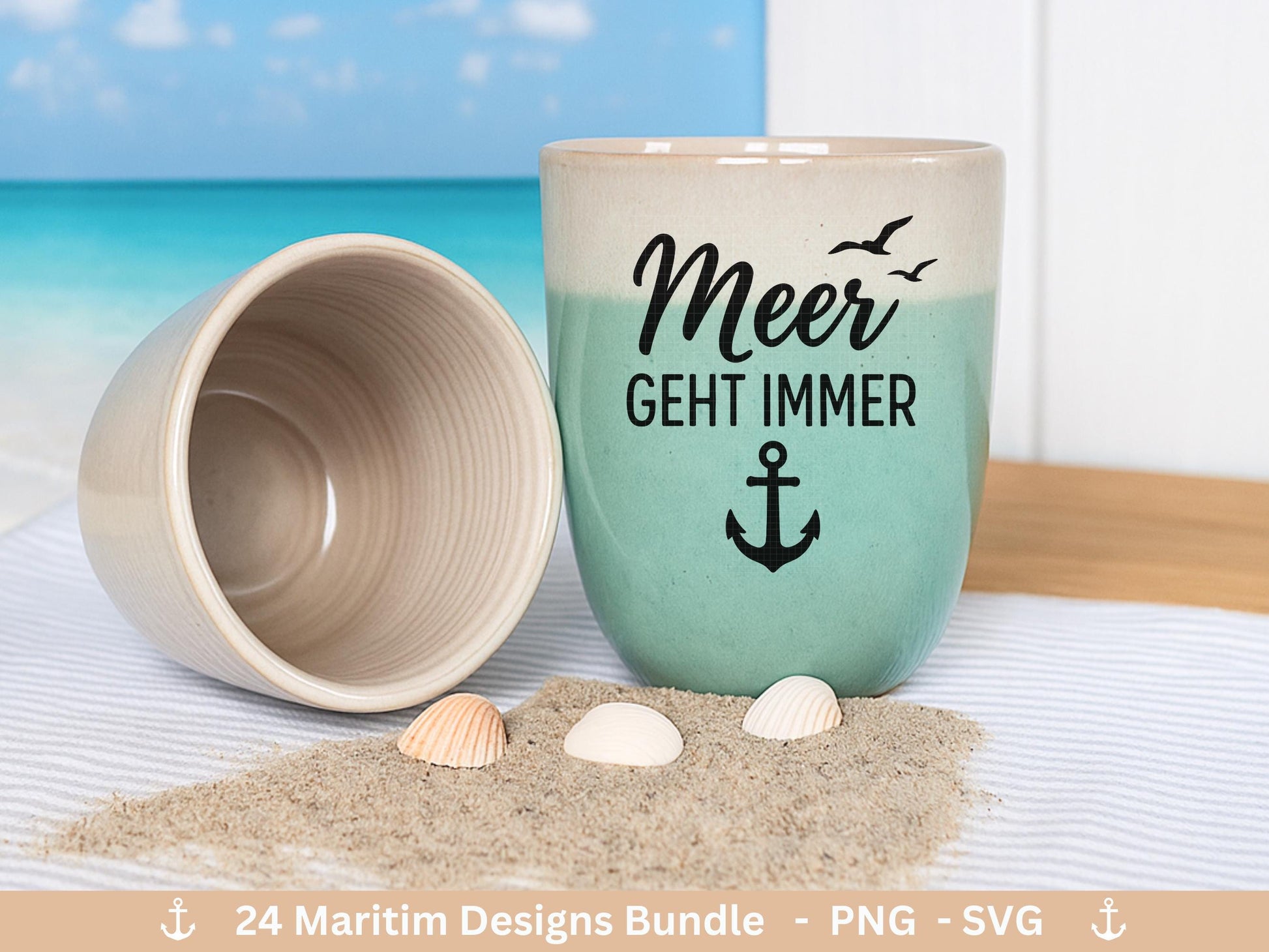 Plotterdatei Maritim Bundle – Meer & Küste – Moin, Anker, Möwen, Sprüche – Deutsche Plotterdatei Küstenkind - Geschenk Maritim - Laserdatei