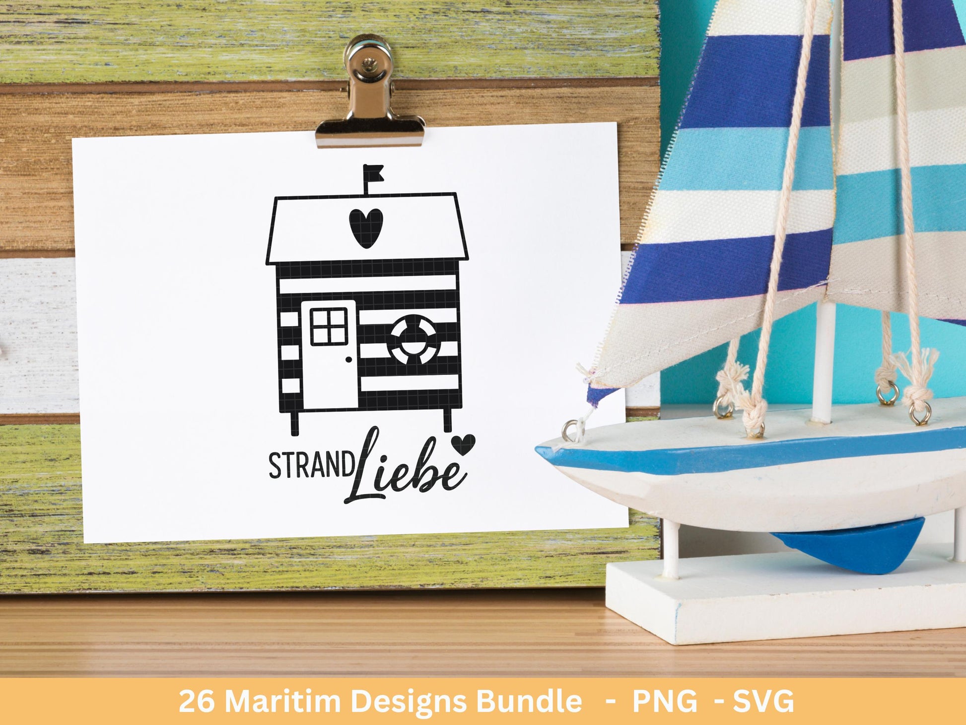 Plotterdatei Strandhäuser Bundle Svg– Strandhaus Svg - Plotterdatei Maritim - Deutsche Sprüche - Meer Svg - Laserdatei Strandhaus Digistamp