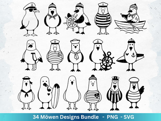 Plotterdatei Möwe - Moin Seemann - Möwe Svg - Maritime Svg - Sommer Plotterdatei - Clip Art Möwe - Seefahrt - Laserdatei Möwe - Urlaub Svg