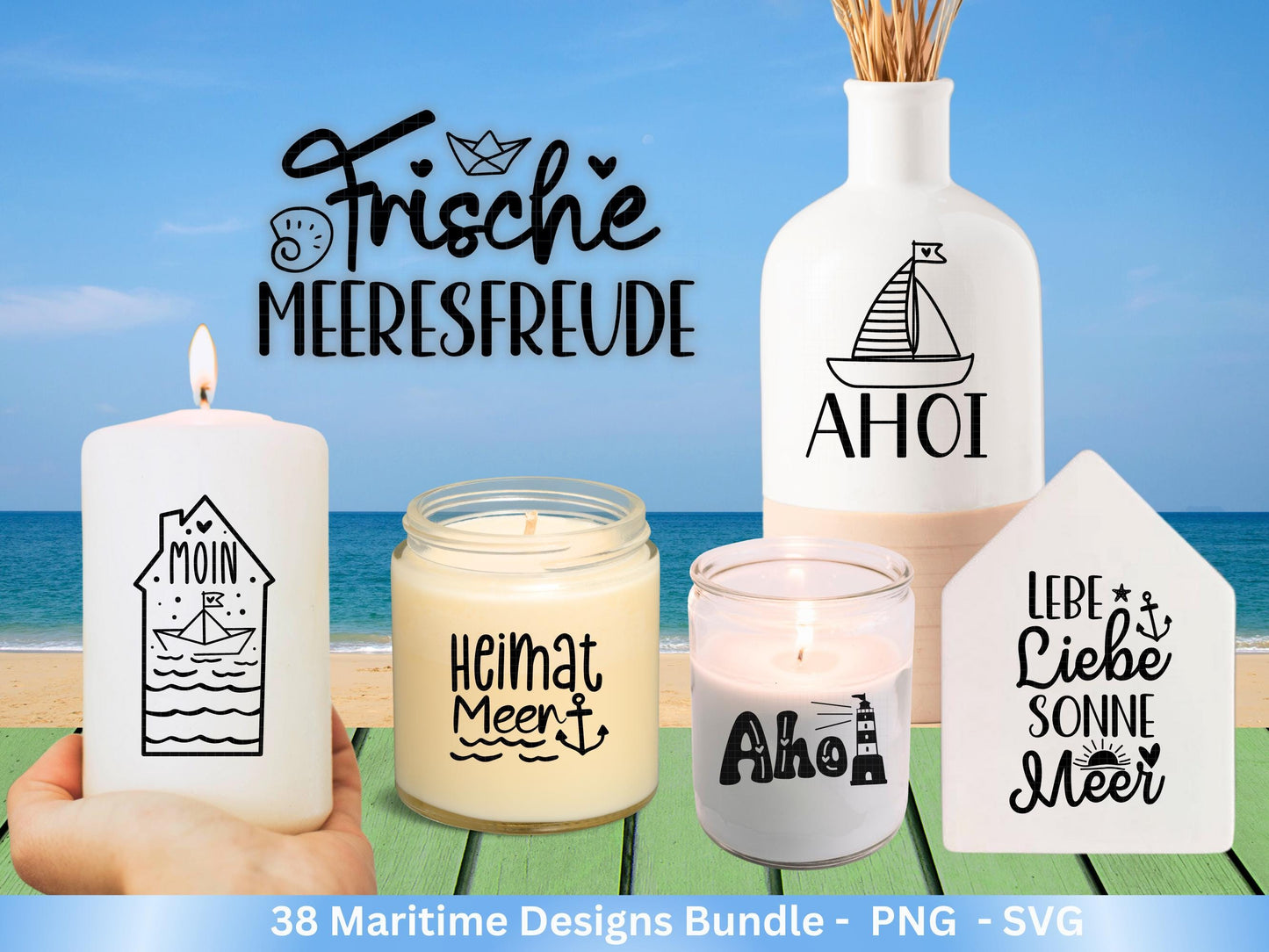 Plotterdatei Maritim - Deutsches Maritim Bundle - Moin Plotterdatei - Maritim svg - Laserdatei Maritim -Leuchtturm svg - Möwe svg - Ahoi Svg