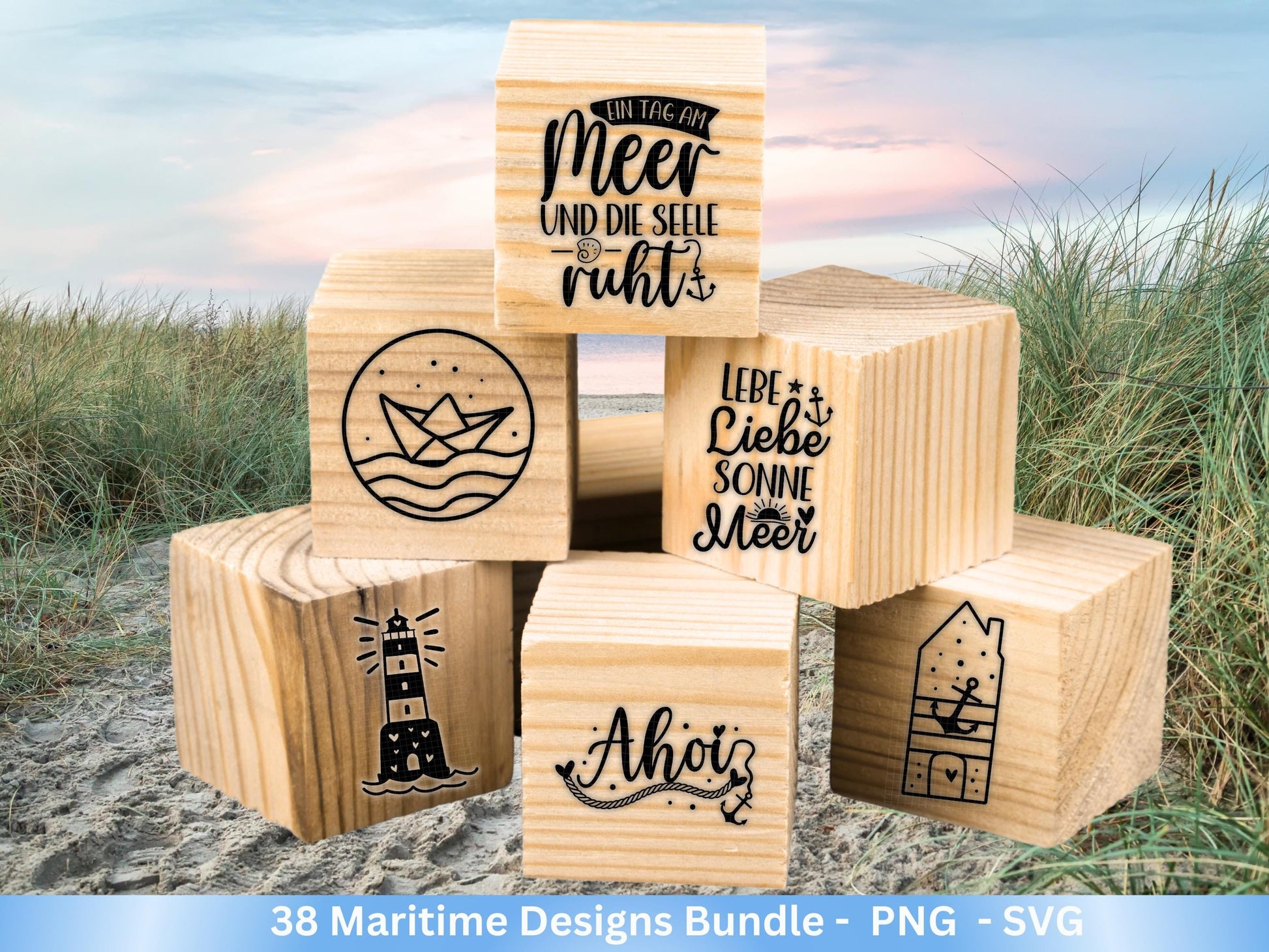 Plotterdatei Maritim - Deutsches Maritim Bundle - Moin Plotterdatei - Maritim svg - Laserdatei Maritim -Leuchtturm svg - Möwe svg - Ahoi Svg