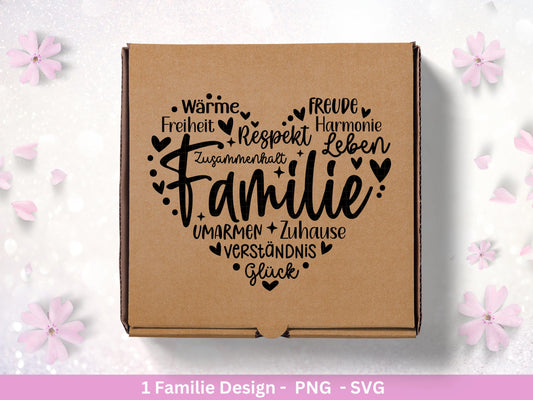 Deutsche Plotterdatei Familie- Plotterdatei Herz svg - Familie svg - Deutsche Sprüche svg - Plotterdatei Geschenk- Cricut - Herz Design