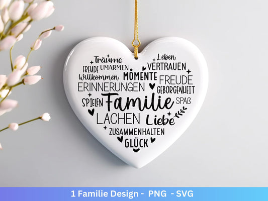 Plotterdatei Familie- Plotterdatei Herz svg - Familie svg - Deutsche Sprüche svg - Plotterdatei Geschenk- Cricut - Herz Svg - Vatertag Svg