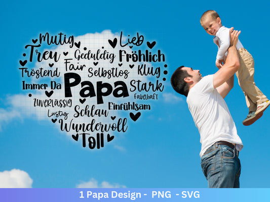 Plotterdatei Papa- Herz Svg - Vatertagsgeschenk - Papa Svg - Deutsche Sprüche Svg - Familie Svg - Laserdatei Papa - Geschenk Papa - Cricut