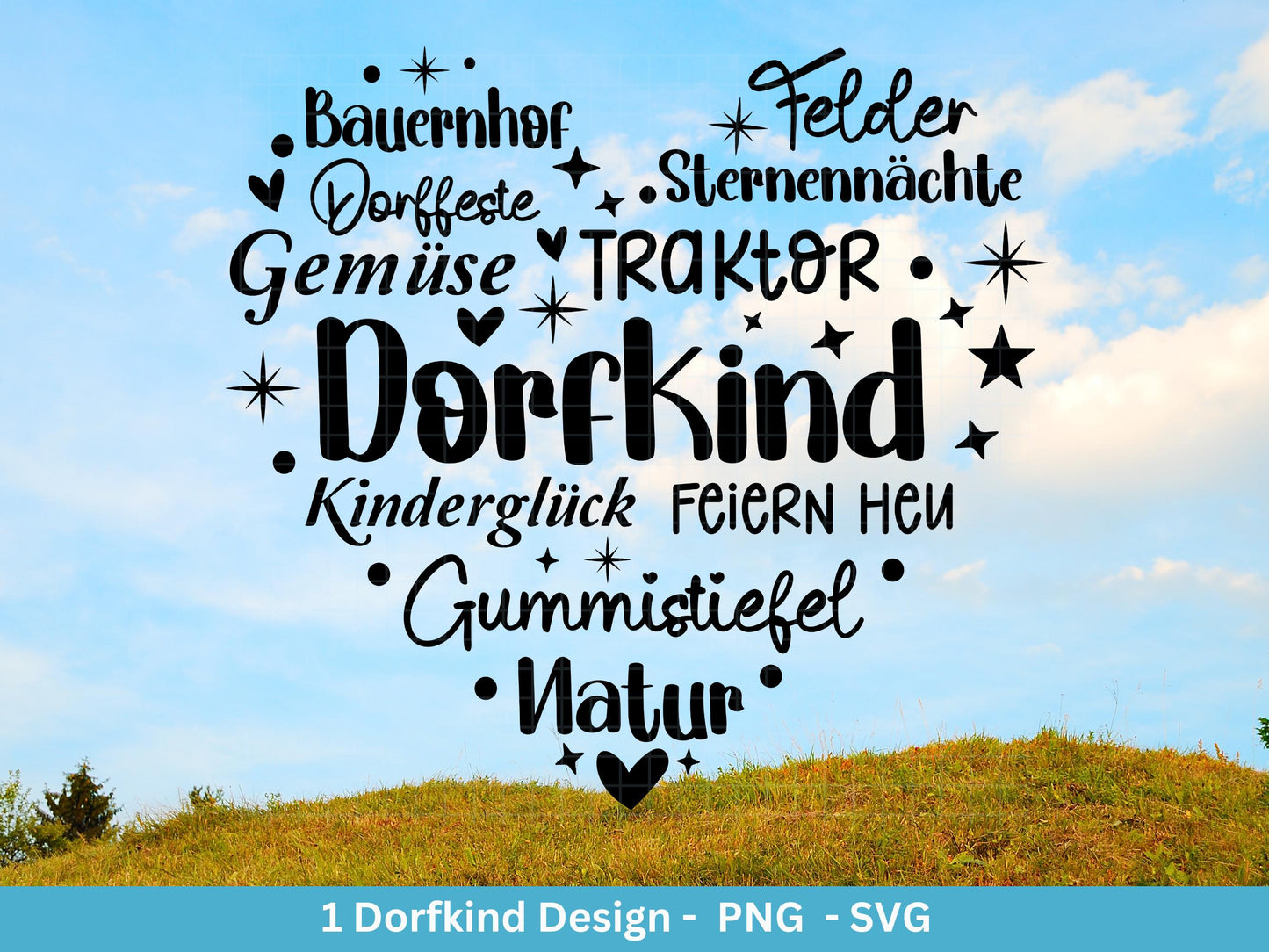 Deutsche Plotterdatei Dorf - Dorfliebe Svg - Herz Svg - Bauernhof svg - Cricut Silhouette - Dorfliebe Zitate - Dorfleben svg - Dorfkind Svg