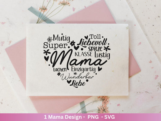 Plotterdatei Mama - Muttertag Svg - Mama svg - Deutsche Sprüche - Herz svg - Plotterdatei Liebe - Laserdatei Mama - Geschenk Mama - Cricut