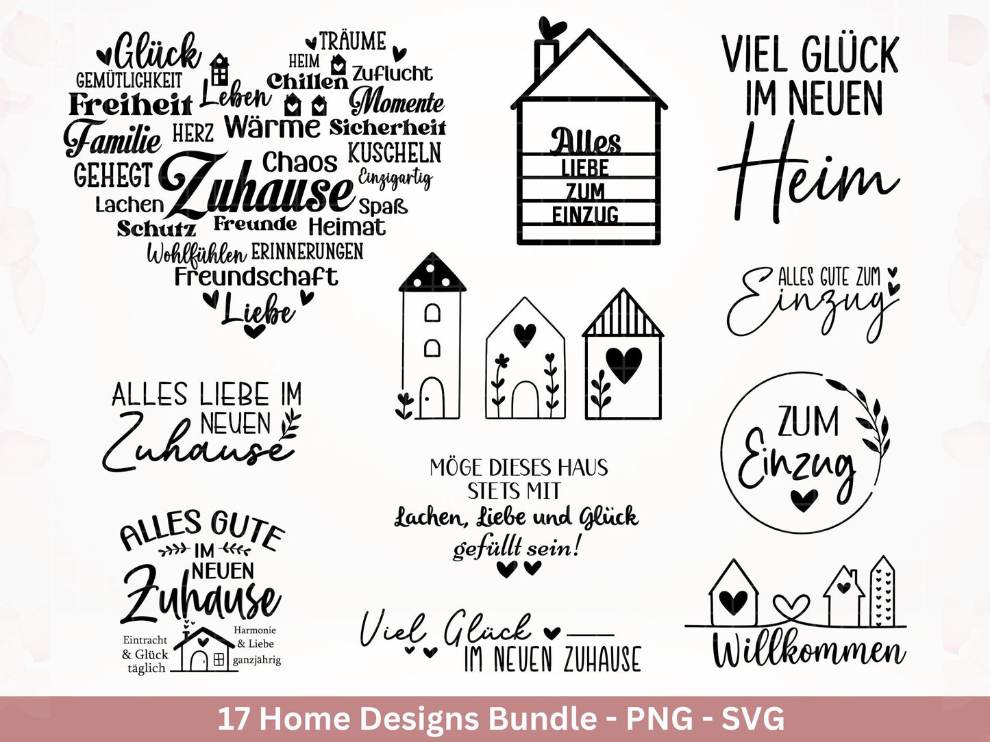 Plotterdatei Einzug svg - Home Zuhause Schriftzug Sprüche svg - Einzugsgeschenk - Umzug Svg - Haus Laserdatei Geschenk - Cricut Home Svg
