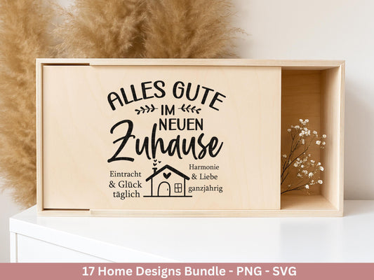 Plotterdatei Einzug svg - Home Zuhause Schriftzug Sprüche svg - Einzugsgeschenk - Umzug Svg - Haus Laserdatei Geschenk - Cricut Home Svg