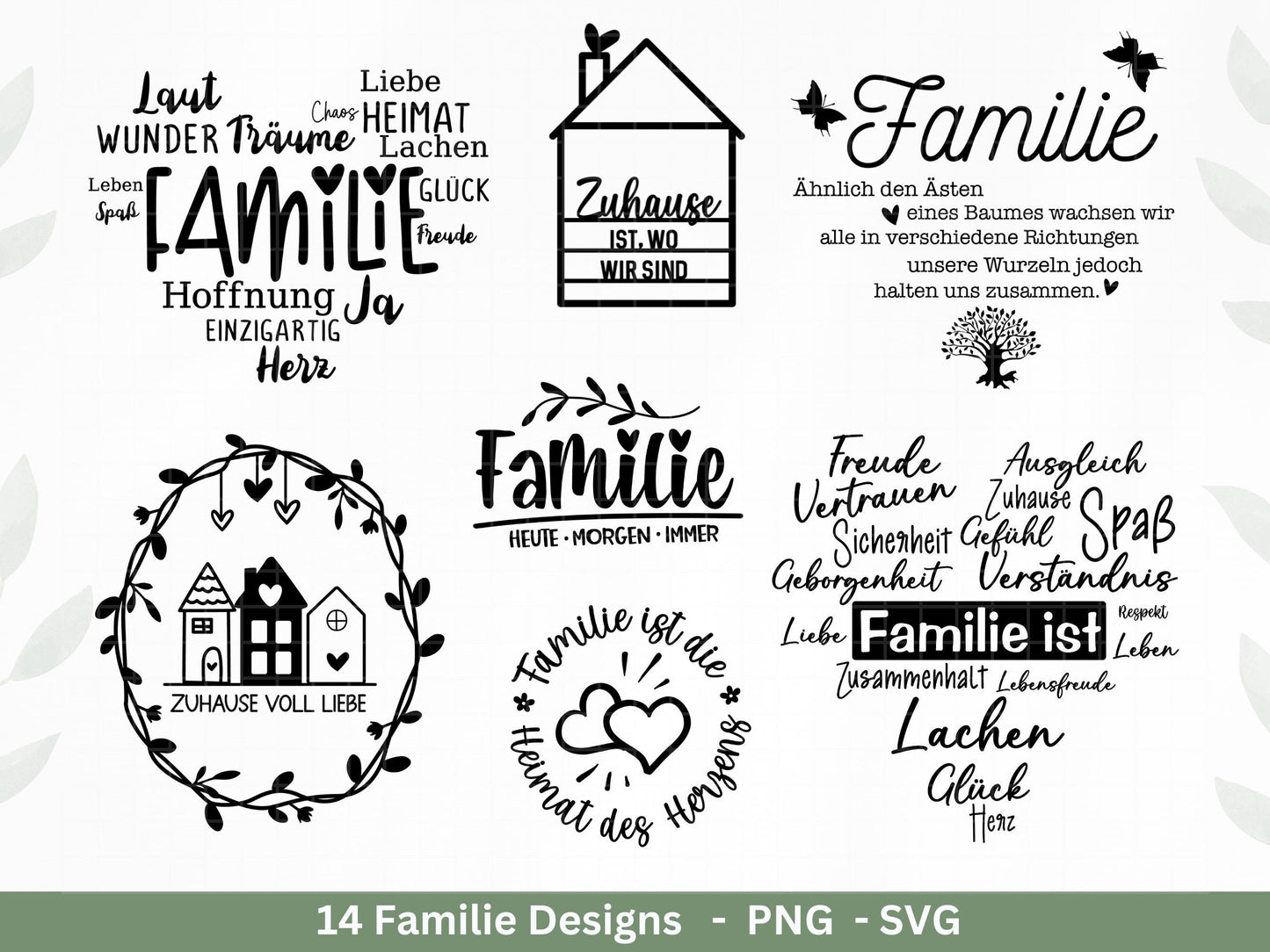 Plotterdatei Familie- Plotterdatei Herz svg - Familie svg - Deutsche Sprüche - Plotterdatei Home - Laserdatei Willkommen - Geschenk Familie