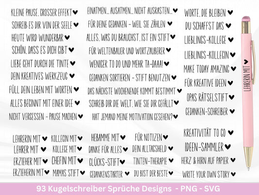 Lasergravur Kugelschreiber - Kugelschreiber Sprüche - Laserdatei Sprüche Kugelschreiber - Plotterdatei Sprüche - Kugelschreiber Gravur Svg