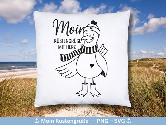 Deutsche Moin Plotterdatei - Maritim svg - Nautical Clipart - Möwe svg - Küstenliebe Svg - Cricut SVG - Laserdatei Möwe - Moin SVG - Anker