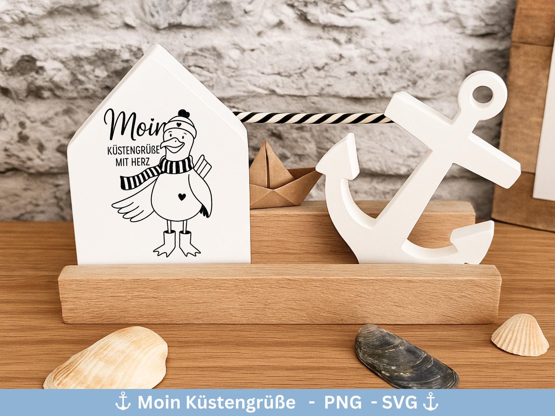 Deutsche Moin Plotterdatei - Maritim svg - Nautical Clipart - Möwe svg - Küstenliebe Svg - Cricut SVG - Laserdatei Möwe - Moin SVG - Anker