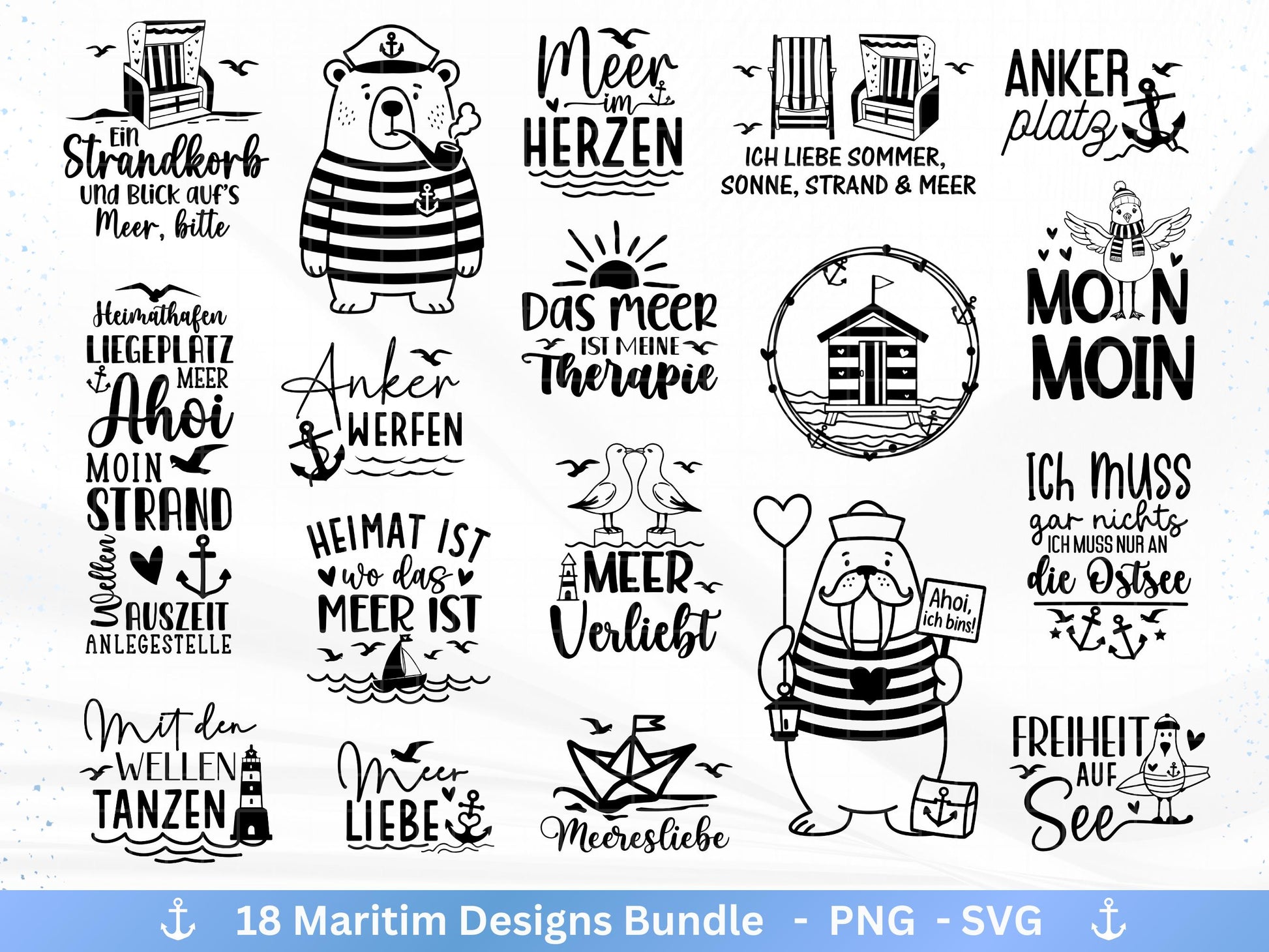 Plotterdatei Maritim - Moin Svg - Maritim svg - Meer Plotterdatei- Deutsche Plotterdatei Sprüche - Möwen svg - Wilkommen im Norden - Cricut