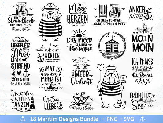 Plotterdatei Maritim - Moin Svg - Maritim svg - Meer Plotterdatei- Deutsche Plotterdatei Sprüche - Möwen svg - Wilkommen im Norden - Cricut