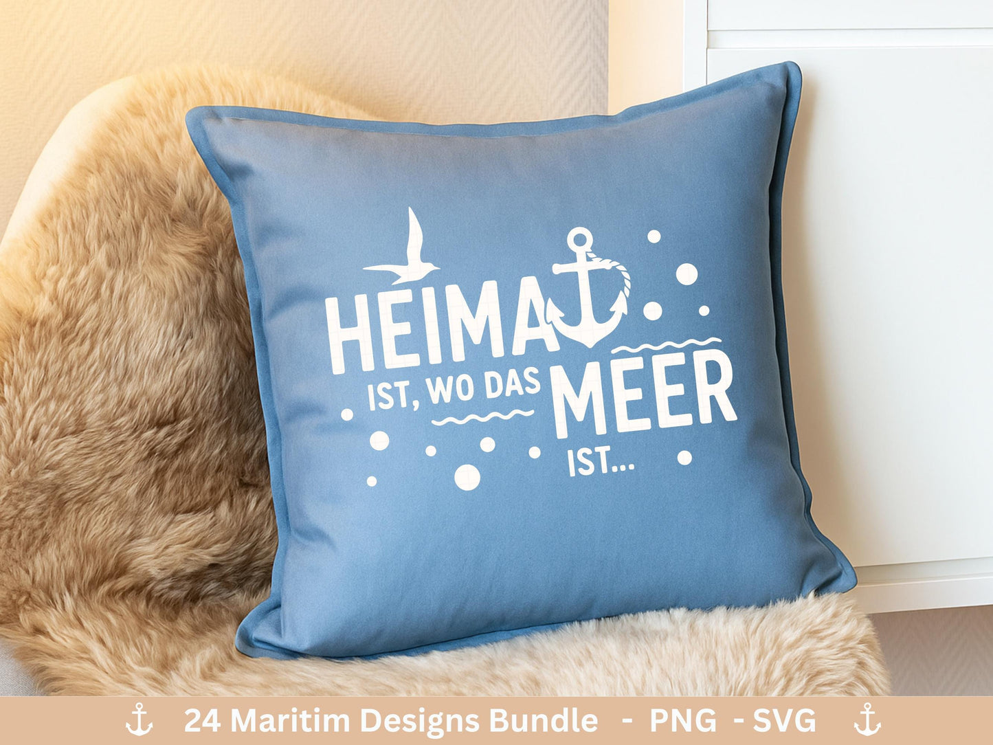 Plotterdatei Maritim Bundle – Meer & Küste – Moin, Anker, Möwen, Sprüche – Deutsche Plotterdatei Küstenkind - Geschenk Maritim - Laserdatei