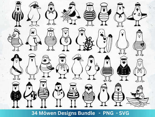 Plotterdatei Möwe - Moin Seemann - Möwe Svg - Maritime Svg - Sommer Plotterdatei - Clip Art Möwe - Seefahrt - Laserdatei Möwe - Urlaub Svg