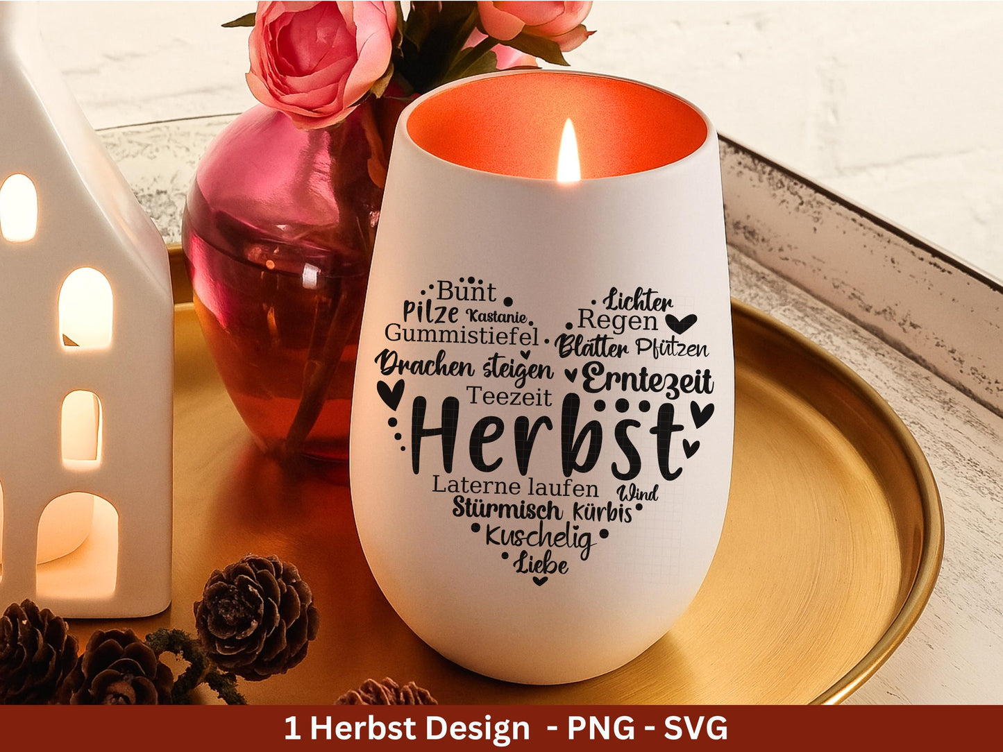 Deutsche Plotterdatei Herbst Herz - Herbstlich Willkommen - Herbst Svg - Herz Svg - Cricut Svg -Herbstgrüße - Herbstkranz - Herbstdeko DIY