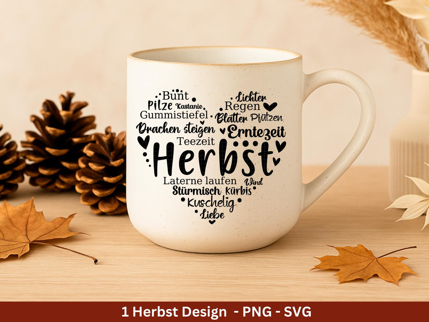 Deutsche Plotterdatei Herbst Herz - Herbstlich Willkommen - Herbst Svg - Herz Svg - Cricut Svg -Herbstgrüße - Herbstkranz - Herbstdeko DIY