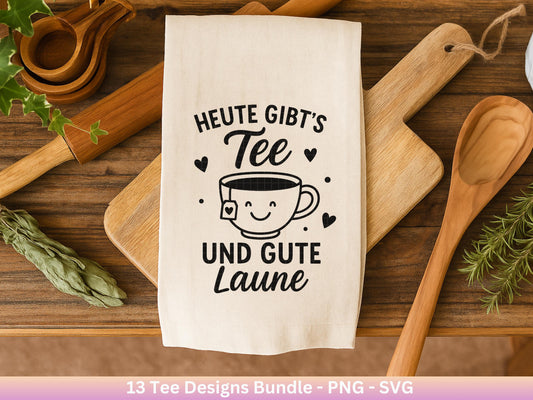 Plotterdatei Tee - Tee Svg Bundle - Teetasse Svg - Deutsche Sprüche Tee - Cricut - Lasercut - Teebeutel - Sprüche Svg - Geschenk Freundin
