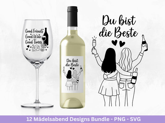 Plotterdatei Freundschaft - Party svg - Mädelsabend Svg - Sprüche Svg Girls Night - Geschenk Freundin - Sekt Svg - Untersetzer - Geburtstag