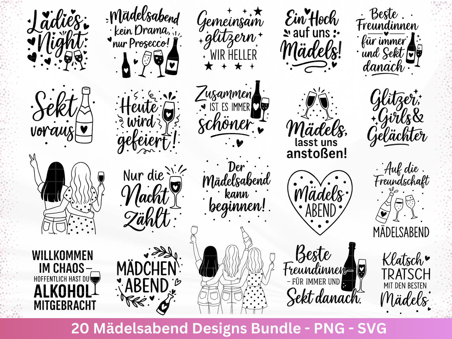 Plotterdatei Freundschaft - Party svg - Mädelsabend Svg - Sprüche Svg Girls Night - Geschenk Freundin - Sekt Svg - Untersetzer - Geburtstag