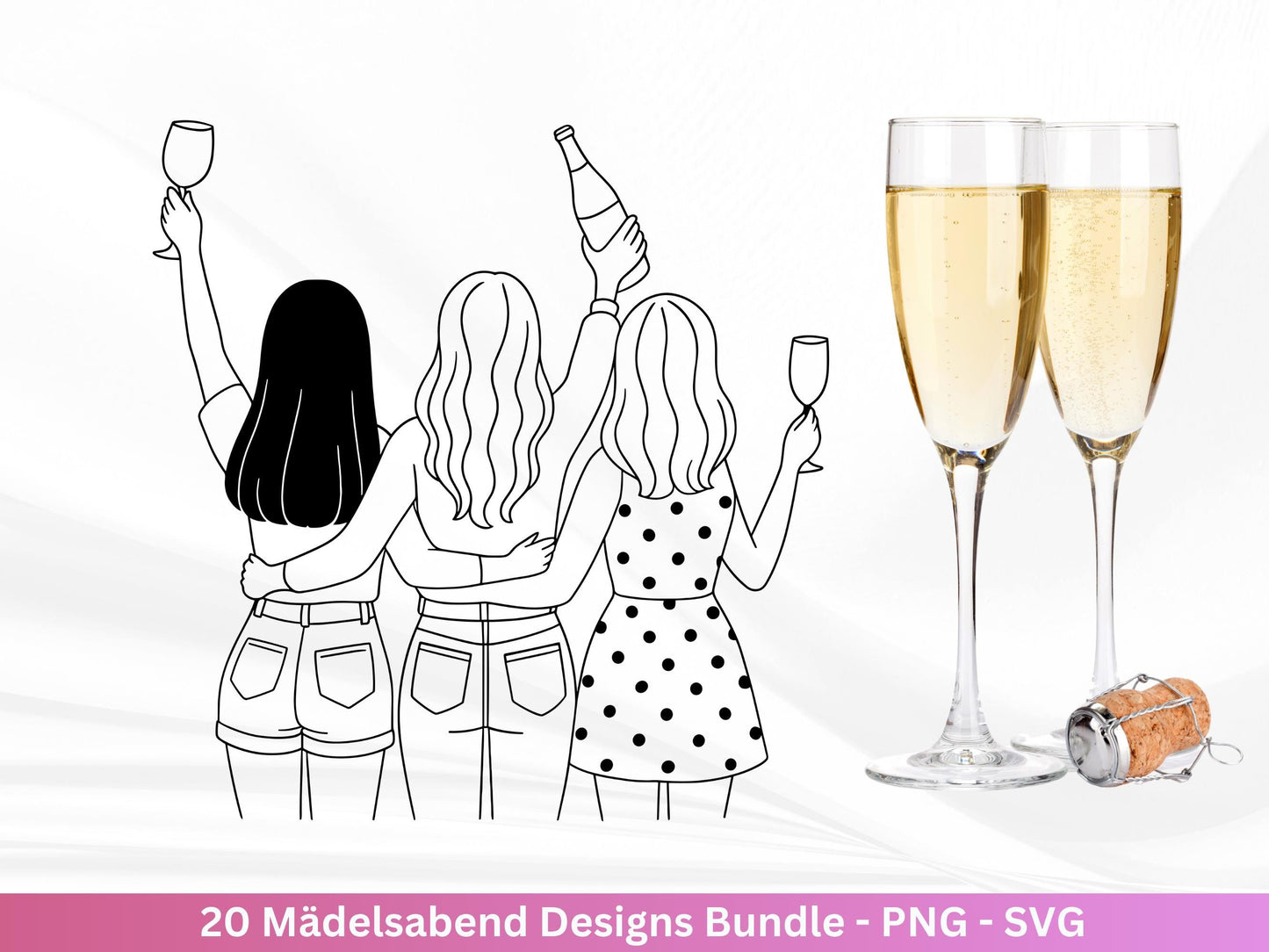 Plotterdatei Freundschaft - Party svg - Mädelsabend Svg - Sprüche Svg Girls Night - Geschenk Freundin - Sekt Svg - Untersetzer - Geburtstag
