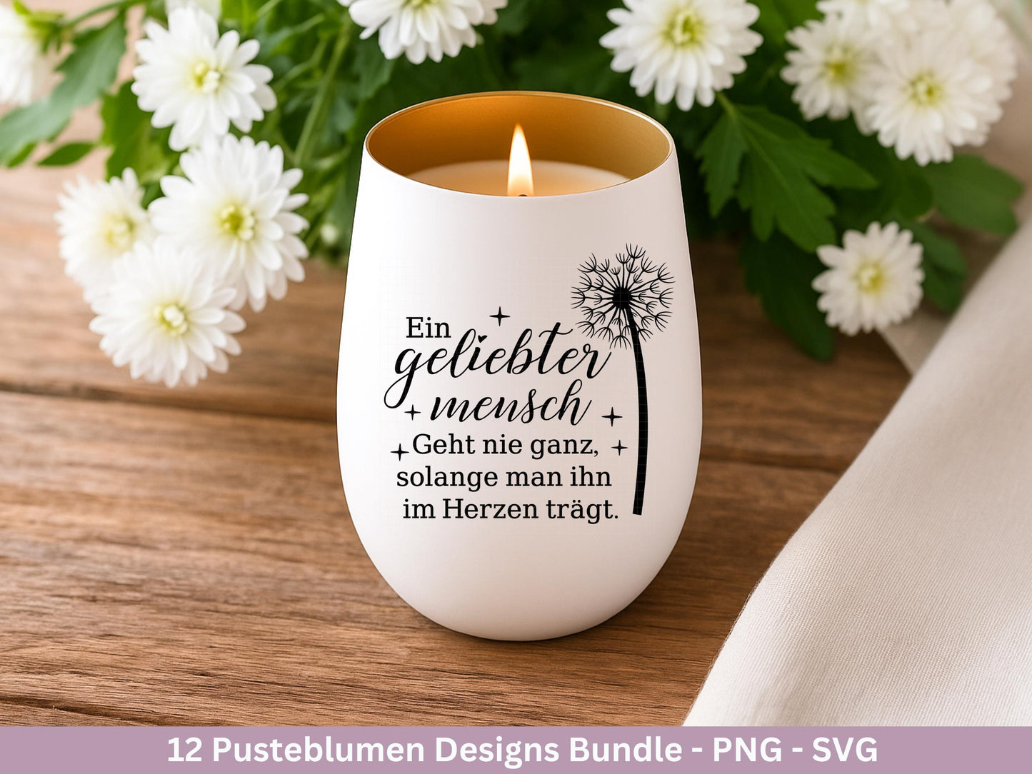 Plotterdatei Trauer - Abschied Svg - Pusteblume Svg Trauerkerzen - Trauersprüche - Trauerkarte - Abschied nehmen - Laserdatei Trauer Cricut