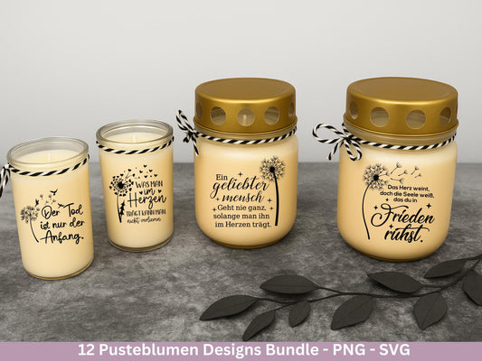 Plotterdatei Trauer - Abschied Svg - Pusteblume Svg Trauerkerzen - Trauersprüche - Trauerkarte - Abschied nehmen - Laserdatei Trauer Cricut